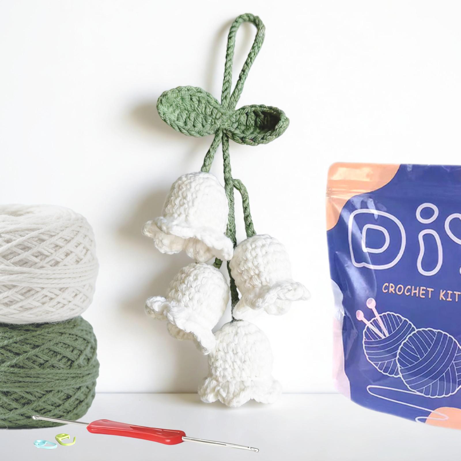

1pc Crochet Kit Lily Flower Pendant DIY Handcrafted Crochet Hook Set with Instruction Manual and Video Teaching(Accessories In R чистый белый