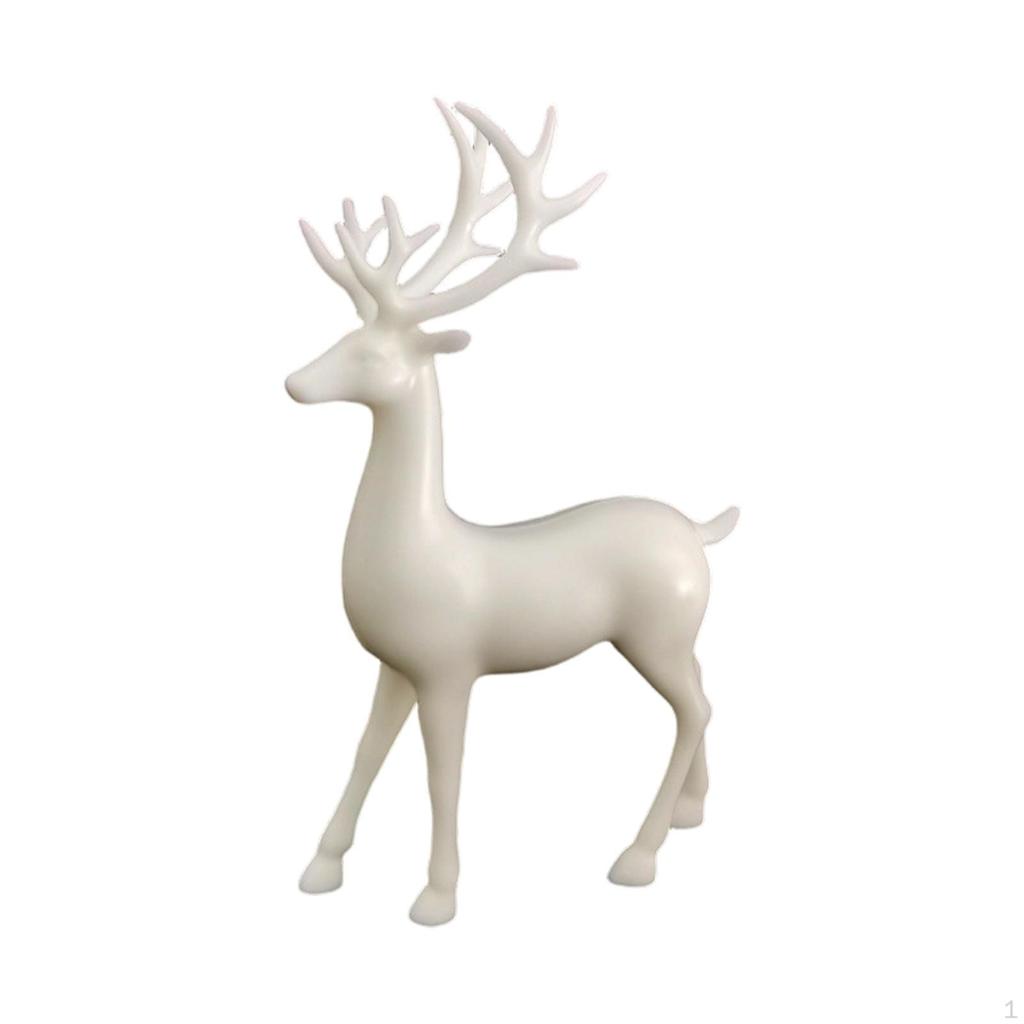 Elk Statue Animal Sculpture Collectable Modern Ornament Art Craft Deer Figurine for Desk TV Cabinet