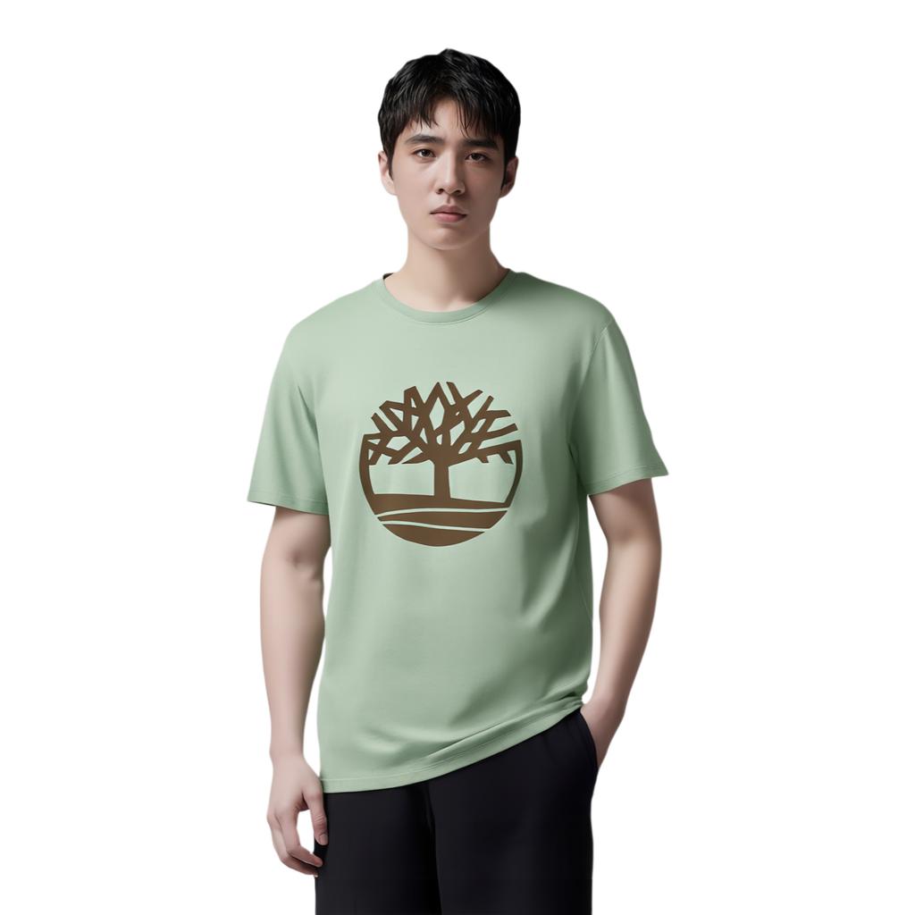 Timberland Outdoor Casual Breathable Big Logo Round Neck Short Sleeve T-Shirt Men Tops Light-Green A6281-EC6