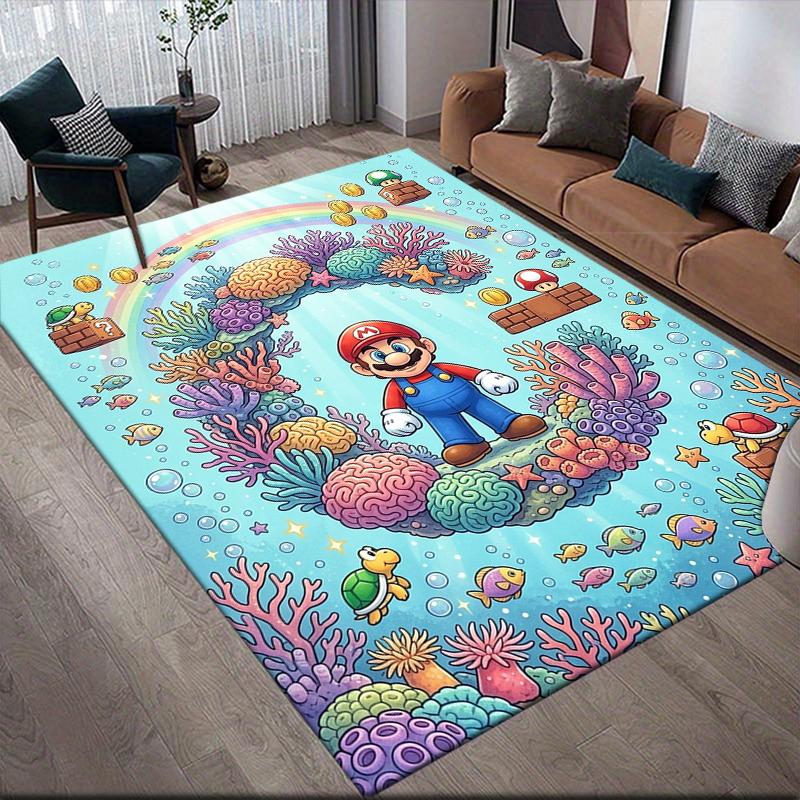 Mario Whimsical Area Rug, Mario Fan Soft Carpet, Great Gift.chl
