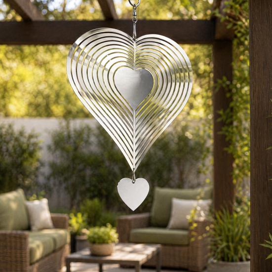 Stainless Steel Reflective Wind Spinners Outdoor Garden Decor Sparkly Wind Chime Yard Patio
