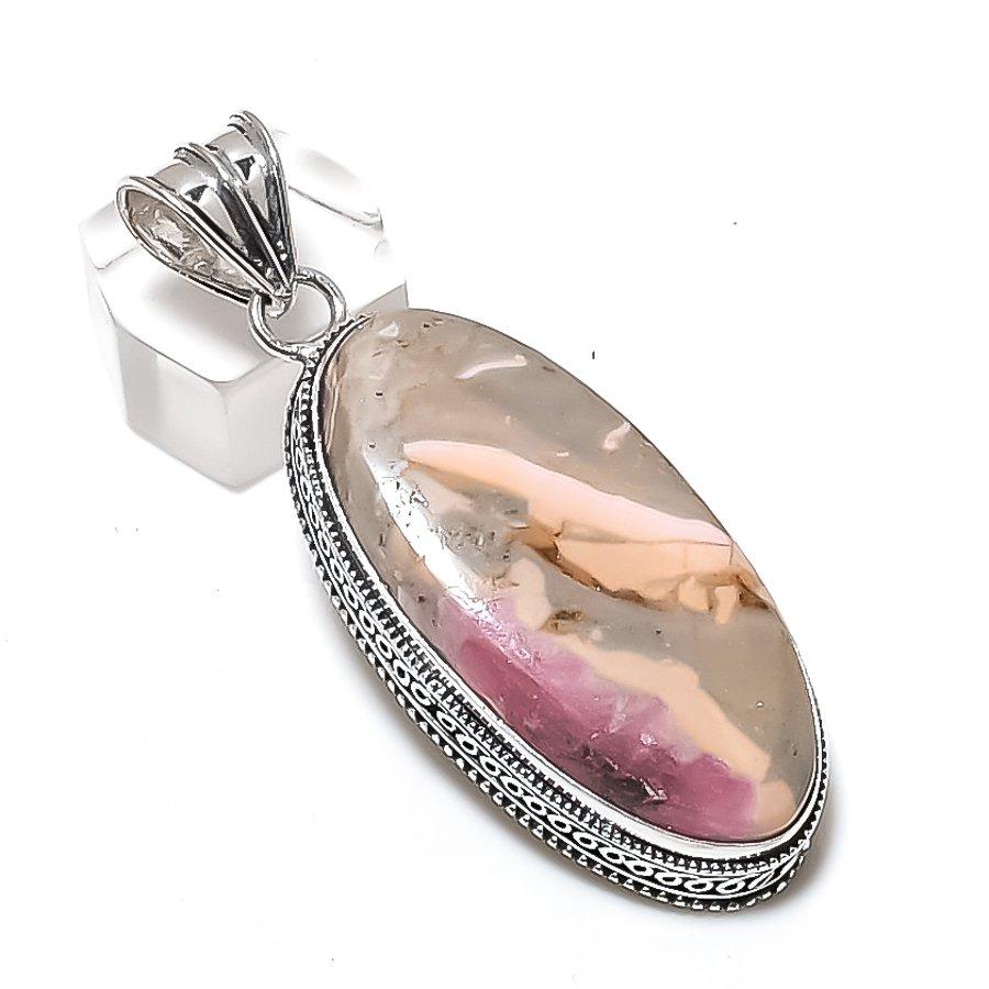 Rhodochrosite Gemstone Handmade 925 Sterling Silver Jewelry Pendant 2.48" p2B21