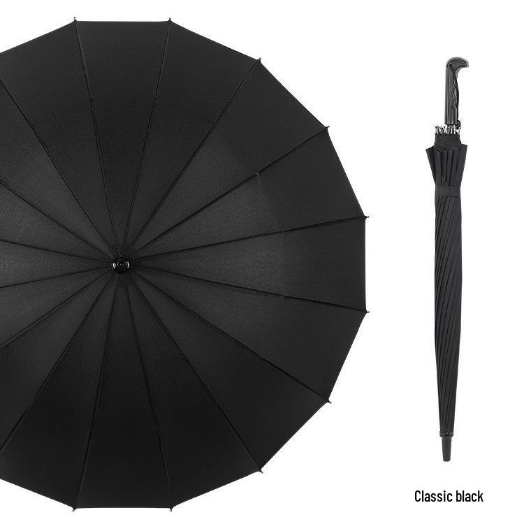 16-Rib Waterproof Long-Handle Umbrella for Women, Double-Person Sun & Rain Protection 16 Ribs