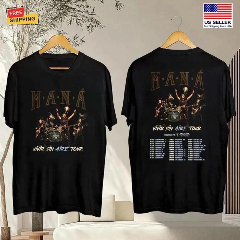 Mana Band Tour 2026 T-Shirt Maná Vivir Sin Aire Tour 2026 T-Shirt Double Sides S