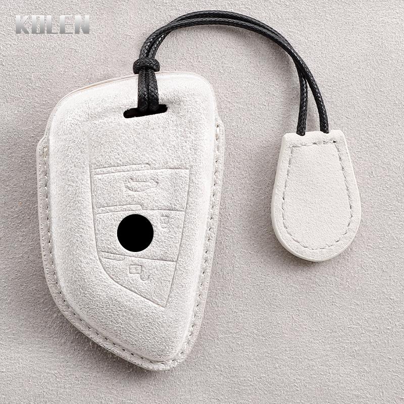 Genuine Leather Auto Smart Key Fob Cover Case Housing Fit For Bmw X1 X3 X5 X6 X7 1 3 5 6 7 Series G20 G30 G11 F15 F16 G01 G02 F48 G05 G06 G07 Remote