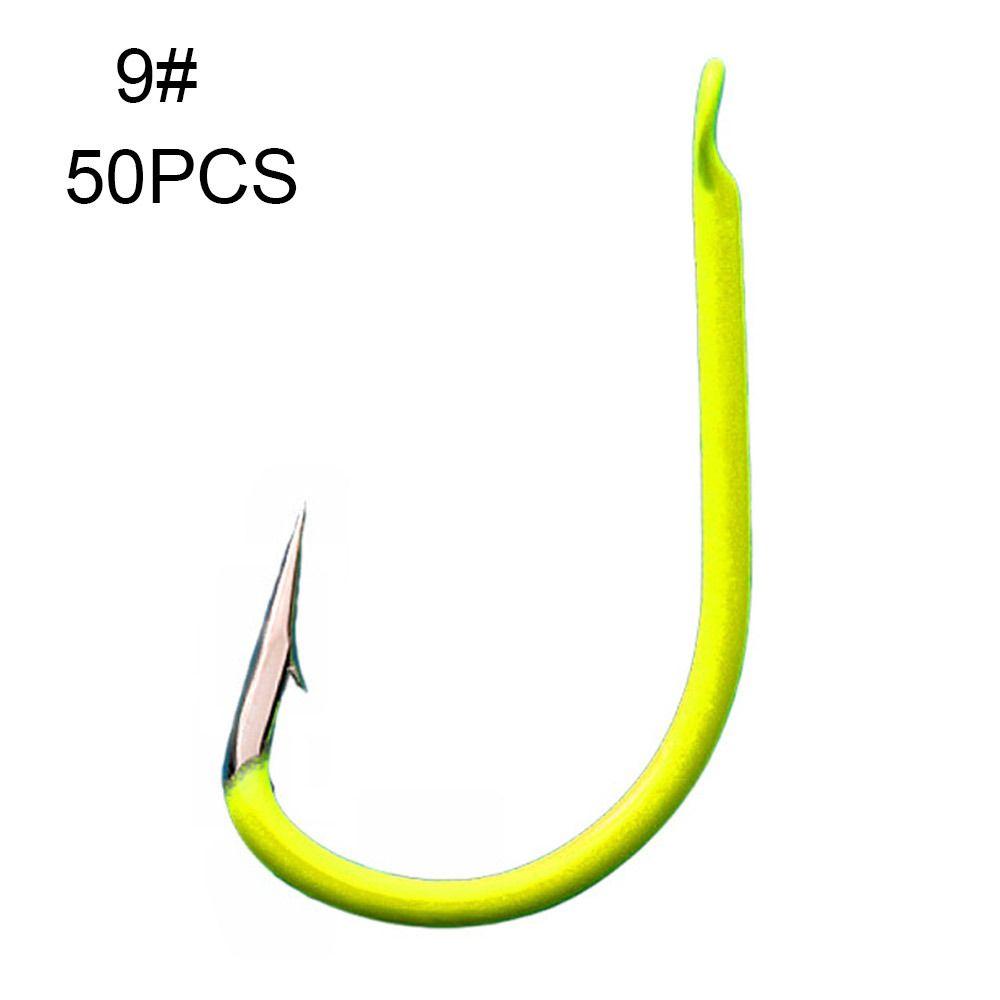 

50PCS Toughness Fluorescent Sea Fishing High-carbon Steel Fishhooks Fish Gear Fighting Hook 9#