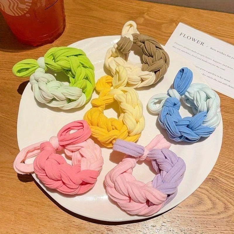 5pcs Korean High Elasticity Color Woven Headband, Durable Bow Headband, Daily Wear Headband