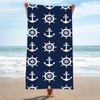 Maritimes gestreiftes Anker-Strandtuch - Marineblau Weiß Schnelltrocknendes Handtuch für Sommerstrand, Pool, Kreuzfahrt, Reisen & Badezimmer