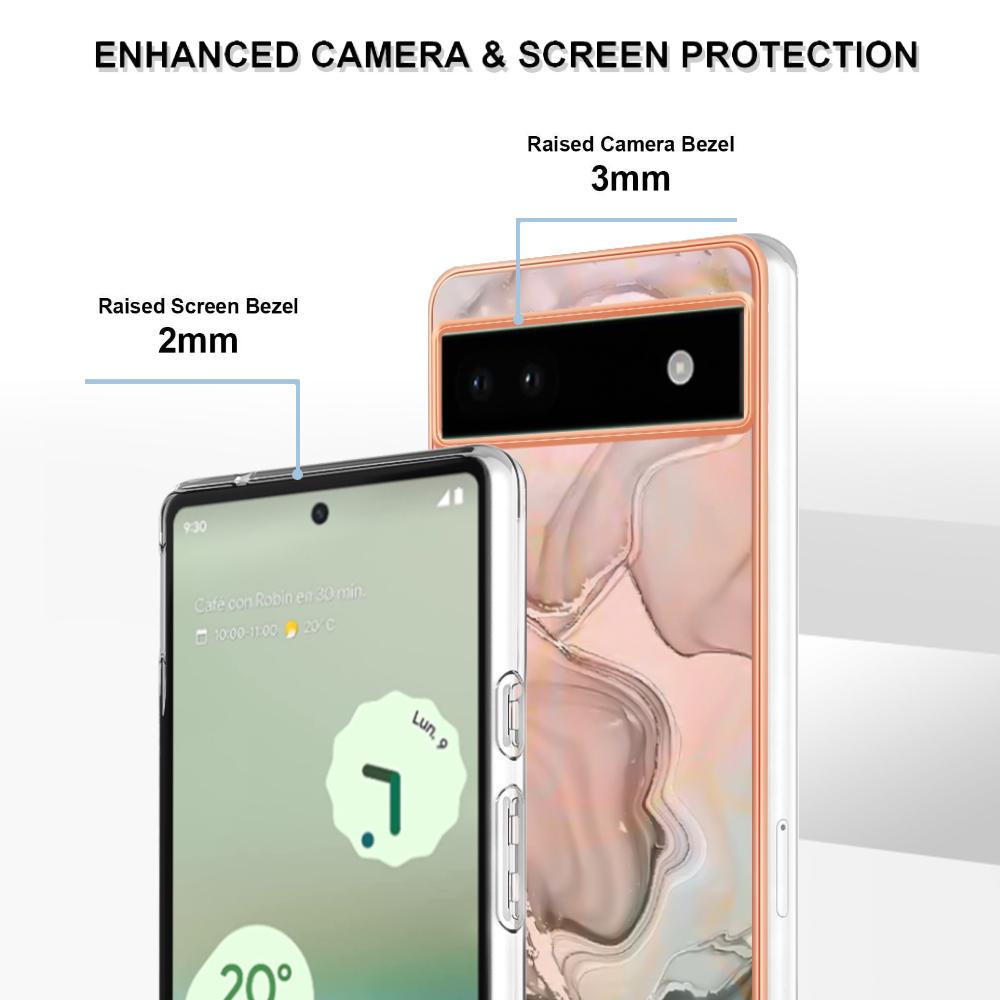 YB IMD Series-16 Style E For Google Pixel 6a IMD Marble Pattern Phone Case 2.0mm Anti-drop TPU Cover