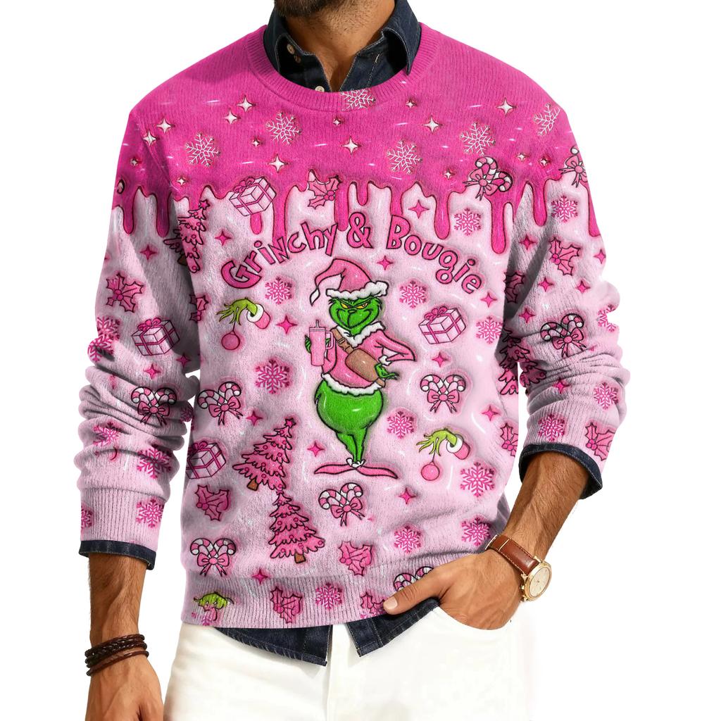 Herre Rund Hals Langermet Ribbestrikket Pullover