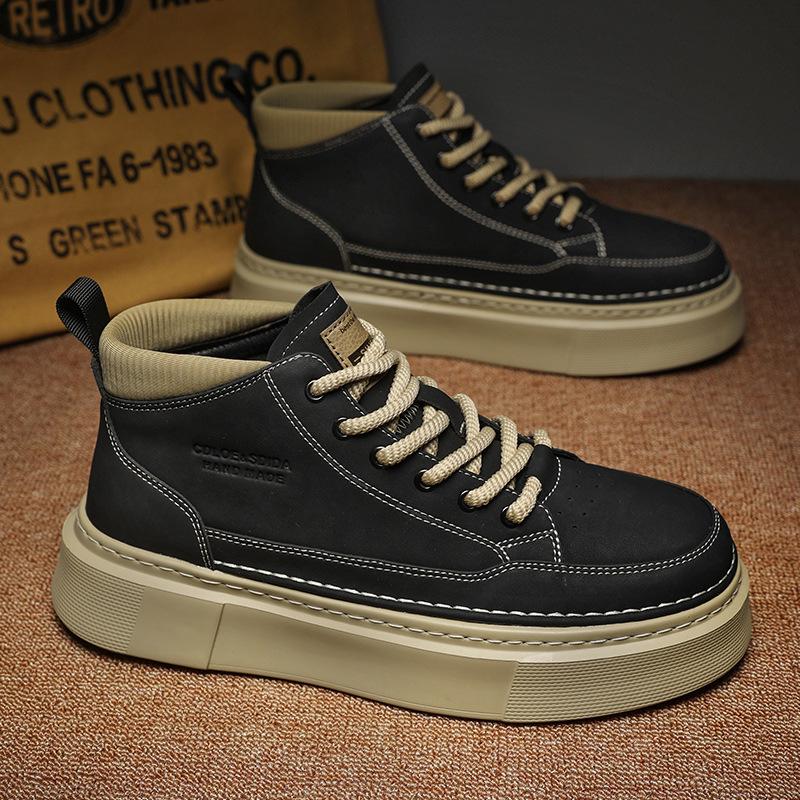 Autumn mid-top board shoes retro platform high-top shoes casual Martin boots