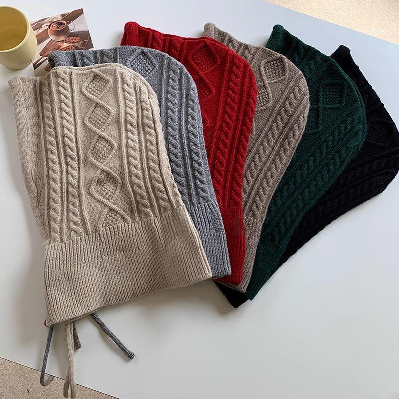 Căciulă Balaclava Stil Coreean de Iarnă pentru Femei Nouă la Modă și Versatilă Protecție Gât Protecție Împotriva Frigului Căciulă Tricotată Îngroșată și Călduroasă