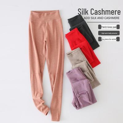 Women's Silk Cashmere High-Waist Thermal Leggings - Warm and Comfortable Inner Wear for Autumn and Winter
