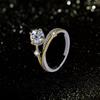 Trumium Moissanite Rings for Women Star Trail Band 925 Sterling Sliver Engagement Ring with Certificate Gold Plated