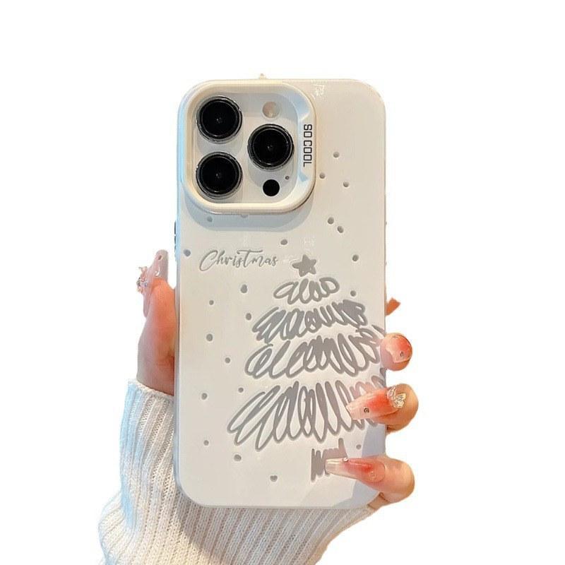 Merry Christmas White Christmas Tree Fashion For iPhone 16 15 14 13 12 11 Pro XR XS Max Anti-Drop Phone Y2k Pink Cover