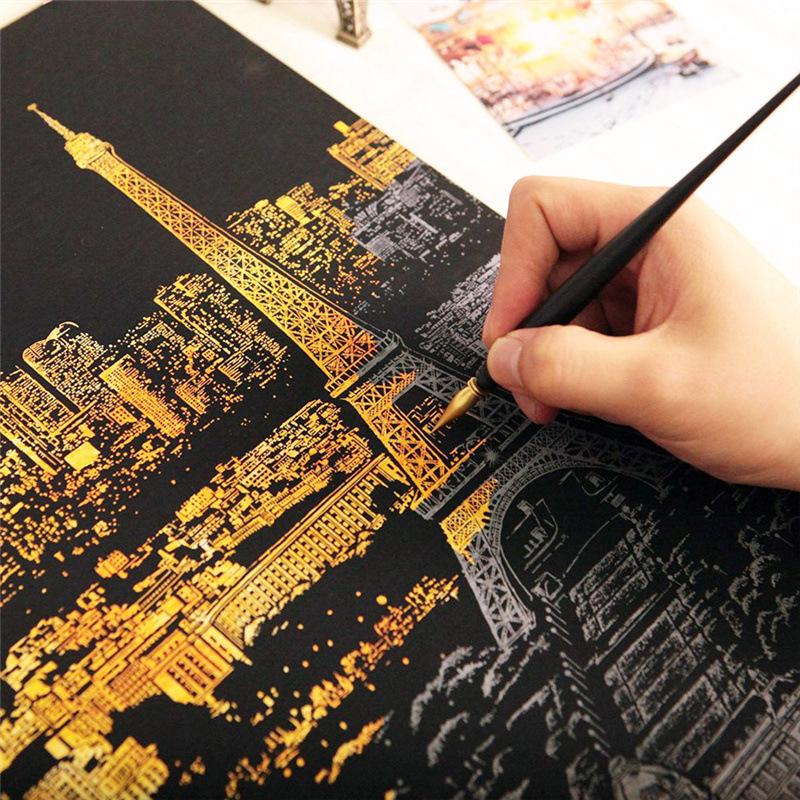 Korean City Night View Scratch Painting Book
