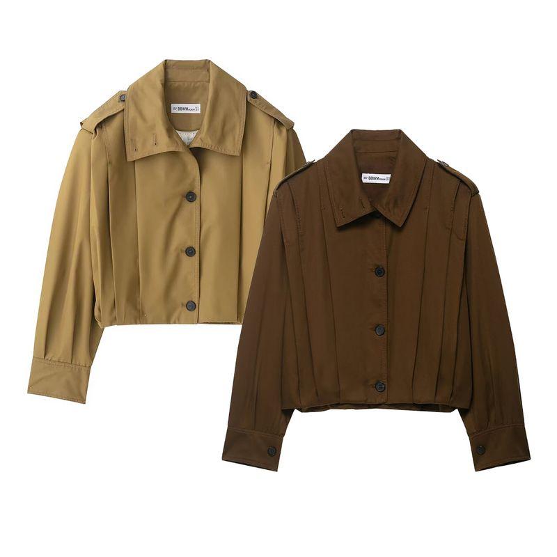 Kaslead New Women Clothes Western Style Fashion Simple and Versatile Pleated Outerwear 3194545