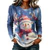 Women's Stylish Casual Christmas Print Long Sleeve Neck Top for Winter Holiday