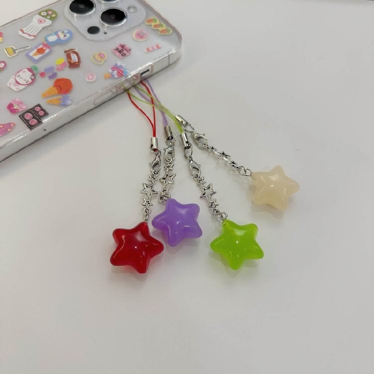 Eye Catching Phone Pendant Star Keychain Phone Charm Keyringfor Women and Girls