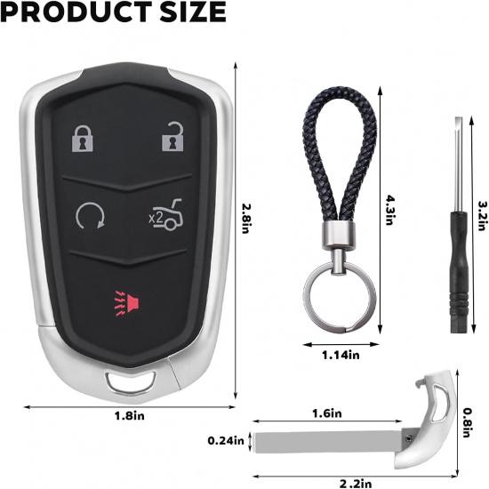 Key Fob Case for Cadillac XTS XT4 XT5 XT6 ATS ATS-v SRX CT6 CTS 2014 2015 2016 2017 2018      HYQ2AB HYQ2EB 5 Button Pad Cover Keyless Entry Remote