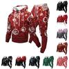Men's Casual Christmas Print Hoodie and Straight-Leg Sweatpants Two-Piece Set for Holiday Celebration