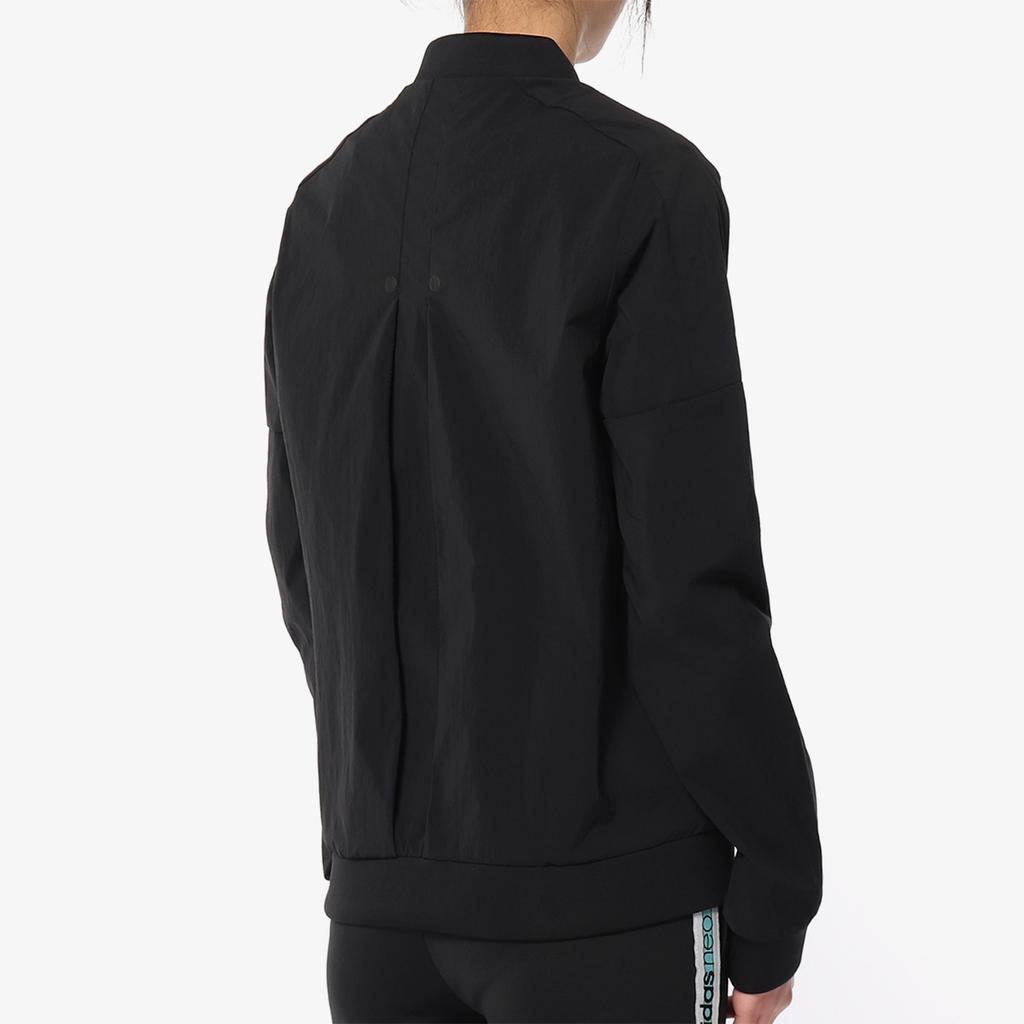 adidas Stand Collar Windproof Casual Versatile Long Sleeve Jacket Women Jacket Black DM5270