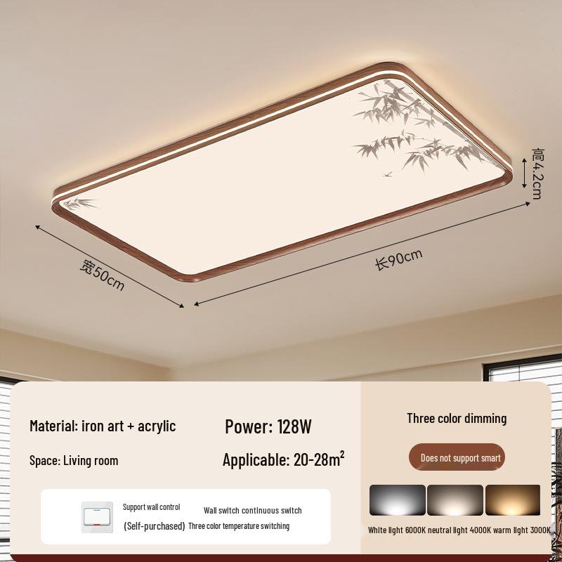 Walnut Chinese Song Style Ceiling Light for Living Room & Bedroom