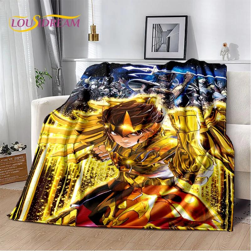 Cartoon Saint Seiya 3D Retro Soft Flannel Blanket for Beds Bedroom Sofa Picnic,Throw Blanket for Cover Outdoor Leisure Nap Gift