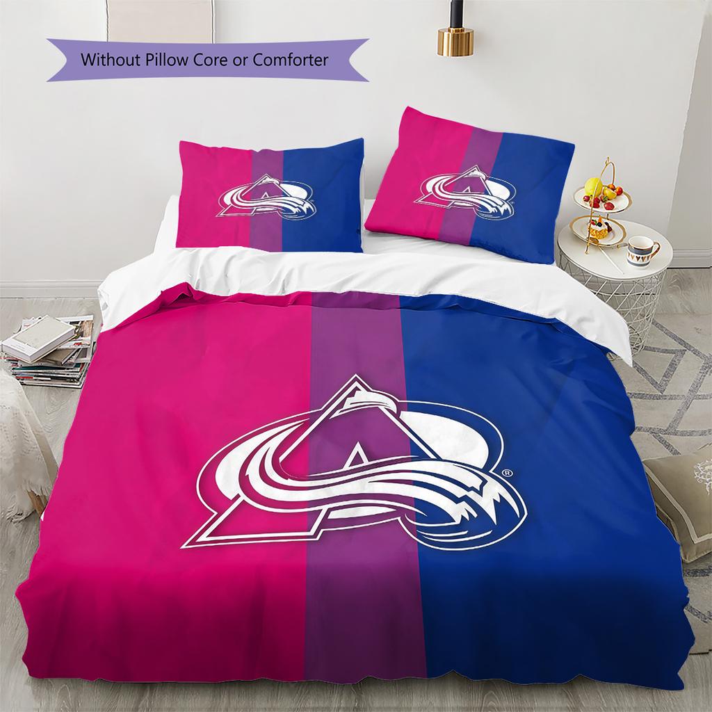 Colorado Avalanche Pattern Bedding Quilt Set Home Decoration Gift (1 * Duvet Cover + 2 * Pillowcase Without Core)