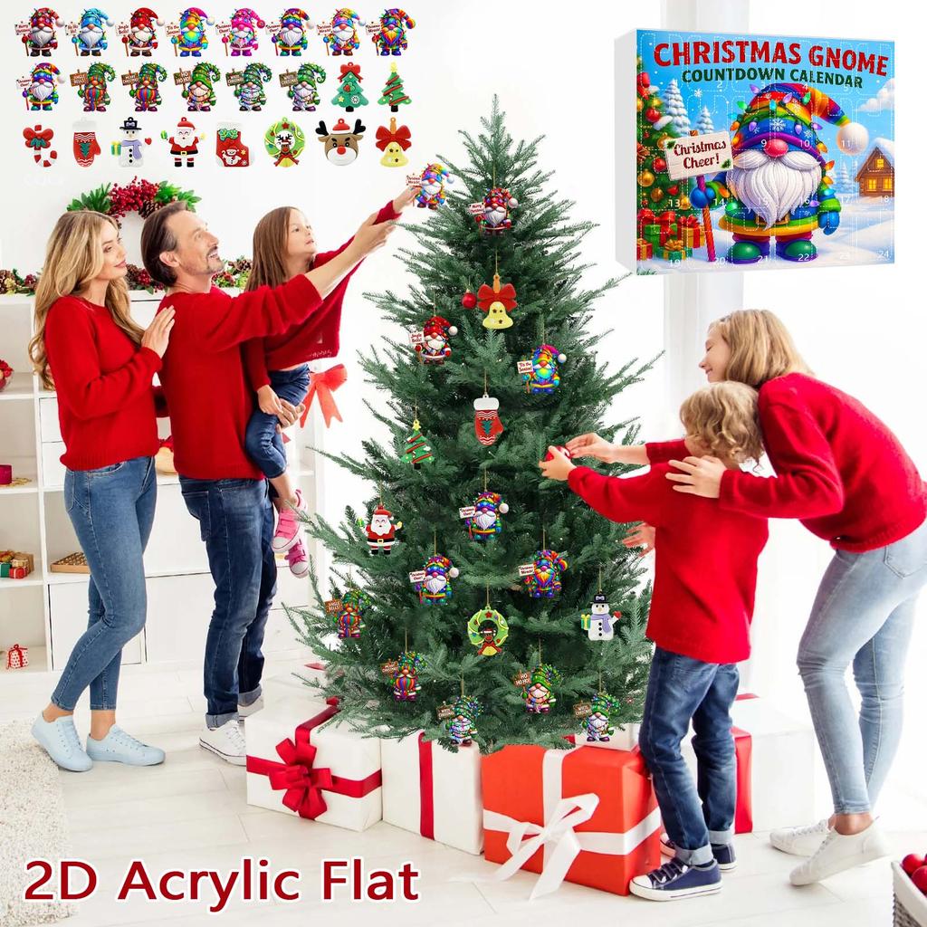 Home Acrylic Decor Holiday Advent Calendar Advent Calendar Collectibles 2D Whimsical Gnome Set Commemorative Home Decor Collectibles