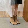 Autumn new inner height increase retro stacking boots woven belt buckle round head short boots for winter