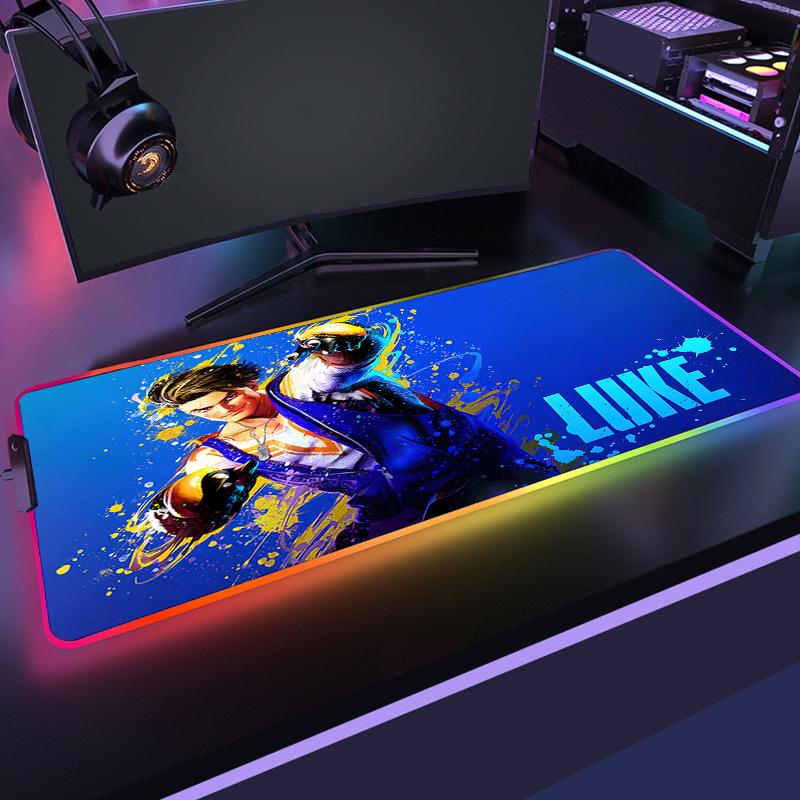 Rgb Xxl Mouse Pad Large Gamer Mousepad Anime Street Fighter Deskmat Gaming Pc Setup Accessories Desk Mat Computer Table Mausepad