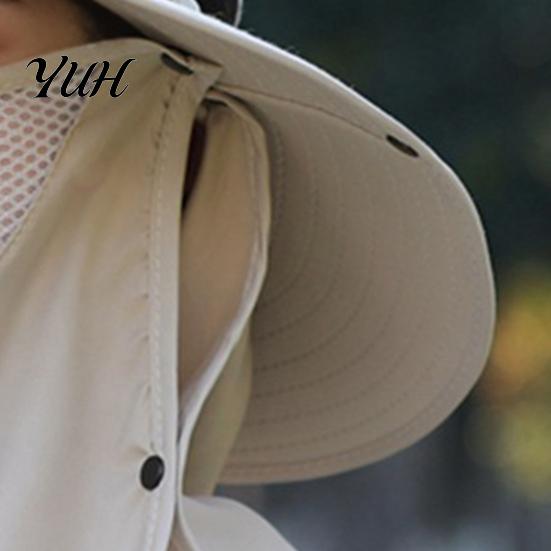 Men Outdoor Sun Hat Solar Fan with Face Guard Neck Flap UPF 50+ UV Protection USB Rechargeable Breathable Summer Fishing Wide Brim Bucket Cap UV-proof