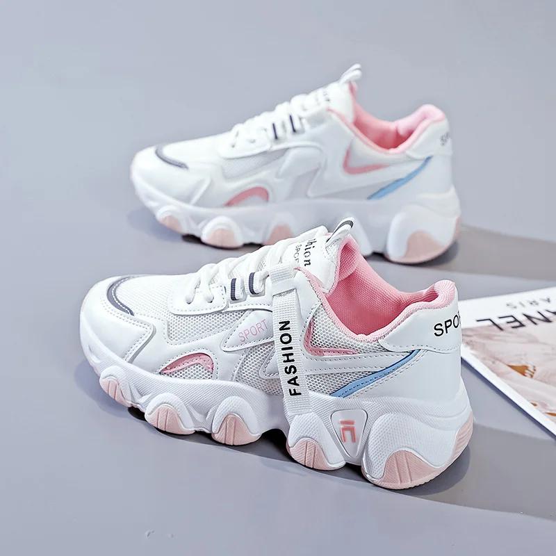Fashion Spring New Breathable Mesh Dad Shoes Women's Fashion Vulcanized Shoes Thick-soled Student Women's Running Shoes Zapatillas Mujer