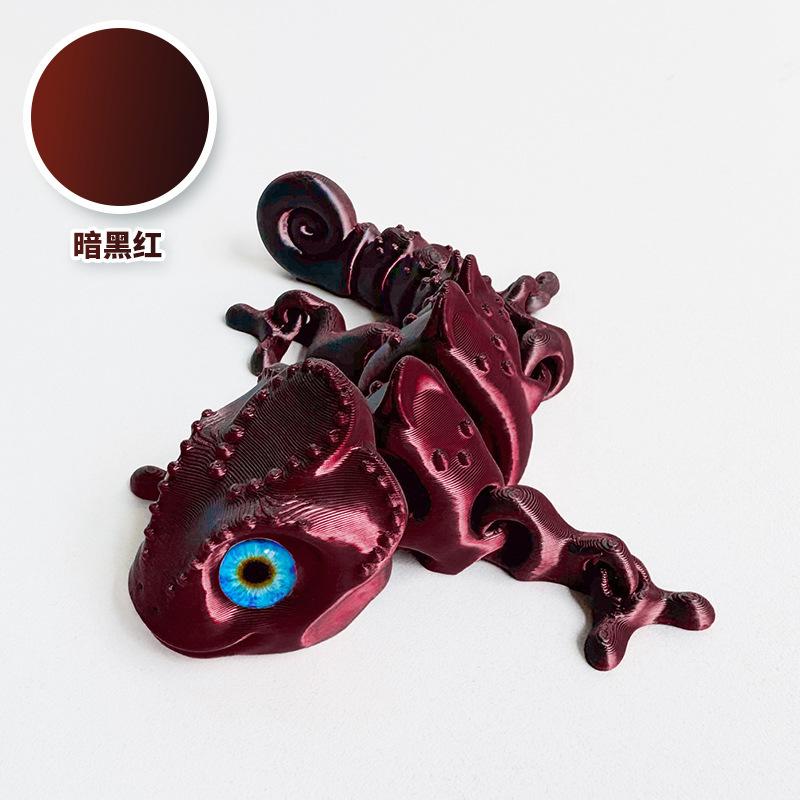10Cm 3D Printing Chameleon Model Flexible Joints Movable Decompression Birthday Toy Simulation Animal Decoration Ornament Home