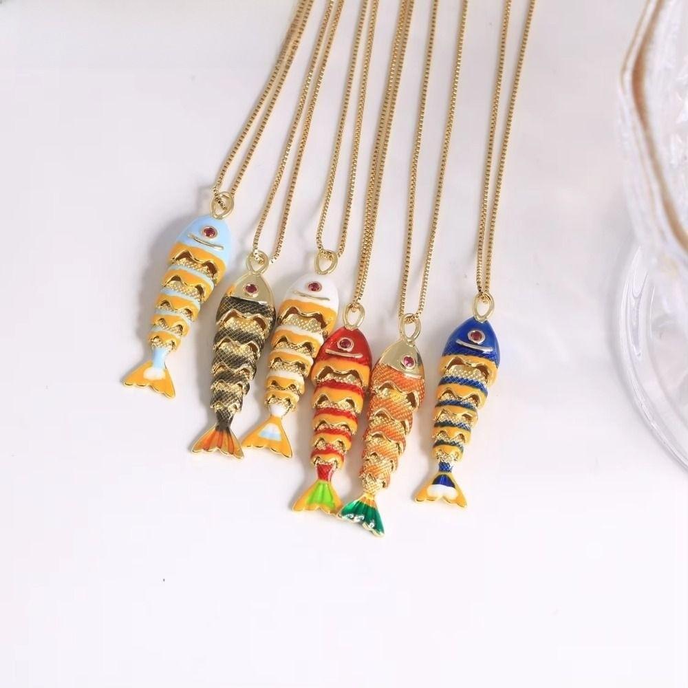 Goldfish Nylon Rope Necklace Marine Organism Charms Ocean Series Necklace Girls