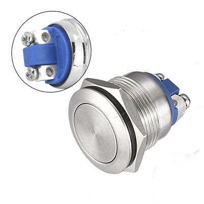 Push Button Switch Waterproof 1 NO 19mm 250V AC / DC 5A Auto Boat