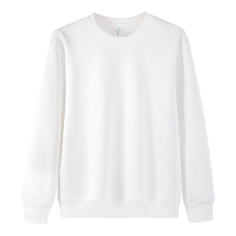 Cotton Plus Velvet Loose Fit Round Neck Sweatshirt - Versatile Solid Color for Autumn/Winter, 420g.