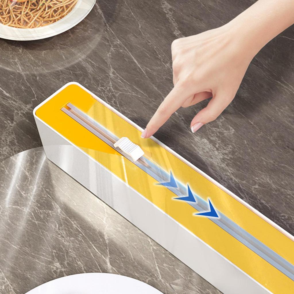 Food Wrap Dispenser with Cutter Sturdy Suction Cup Base for Aluminum Foil Cling Film Wax Paper Kitchen Restaurant Storage Box