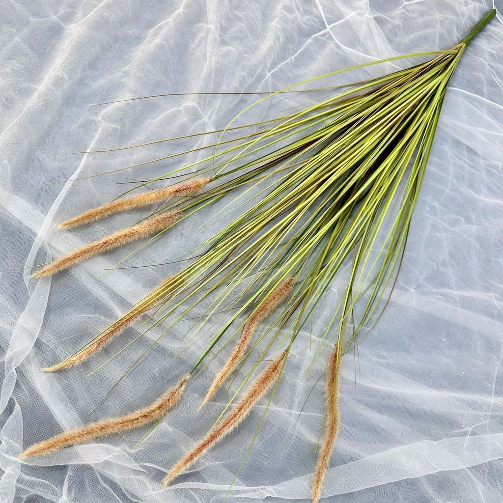 Artificial Green Plant 7head Dogtail Grass For Home Garden Decor And Event Photography