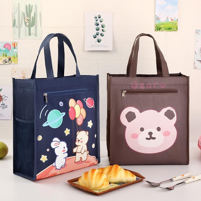 Large Insulated Lunch Bag Kids Waterproof School Meal Carrier Reusable Bento Tote Boys Girls Cartoon Style