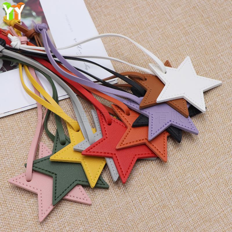 Japanese-Korean Simple Star Pendant Bag Ornament with Leather Lanyard