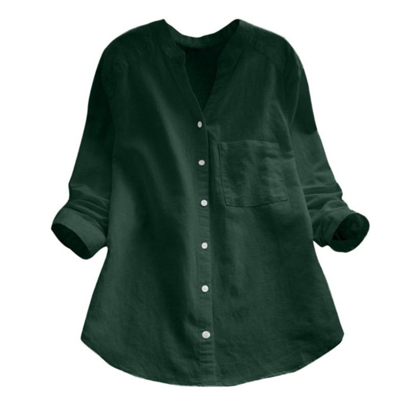 IHUASU Women's Fashion Casual Solid Color Print Long Sleeve V Neck Blouses & Shirts Unique design