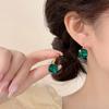 Elegant Square Crystal Stud Earrings with Zircon Ear Cuffs: A Simple Yet Luxurious Style