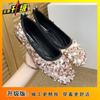 Versatile Flat-bottomed Comfortable Women's Doudou Shoes Women's Spring and Summer Fashion Sequined Soft-soled Shallow-mouth Ladyshoes Single Shoes