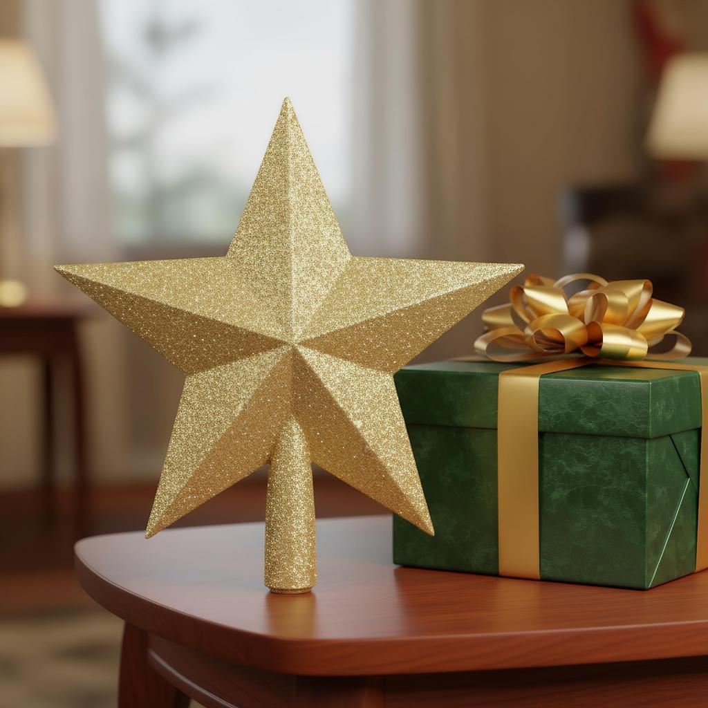 Frcolor Christmas Tree Top Star 20cm Tree Top Christmas Decoration Gold Classic Color Tree Top Star