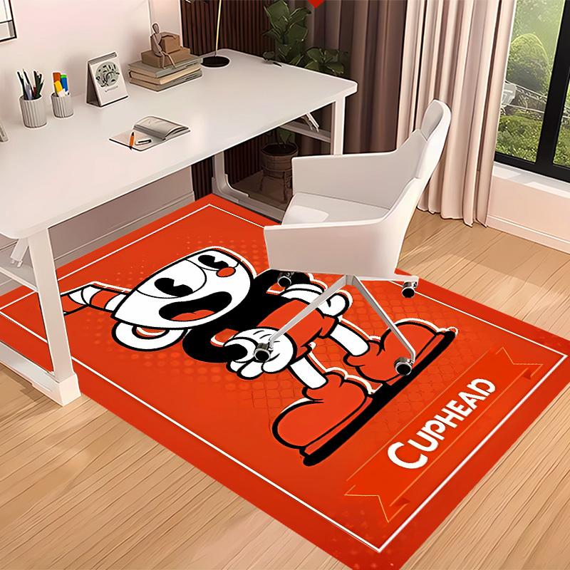 Cuphead Printed Absorbent Washable Carpet, Non-Slip Bathroom Mats, Kitchen Rugs, Yoga Mat,Living Room Entrance, Camping Picnic Rugs