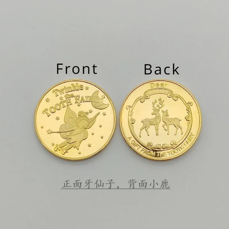 Dental Creative Tooth Fairy Shape Commemorative Coin Gold Plated Souvenir Coin for Children Kids Baby Dentistry Clinic Gifts