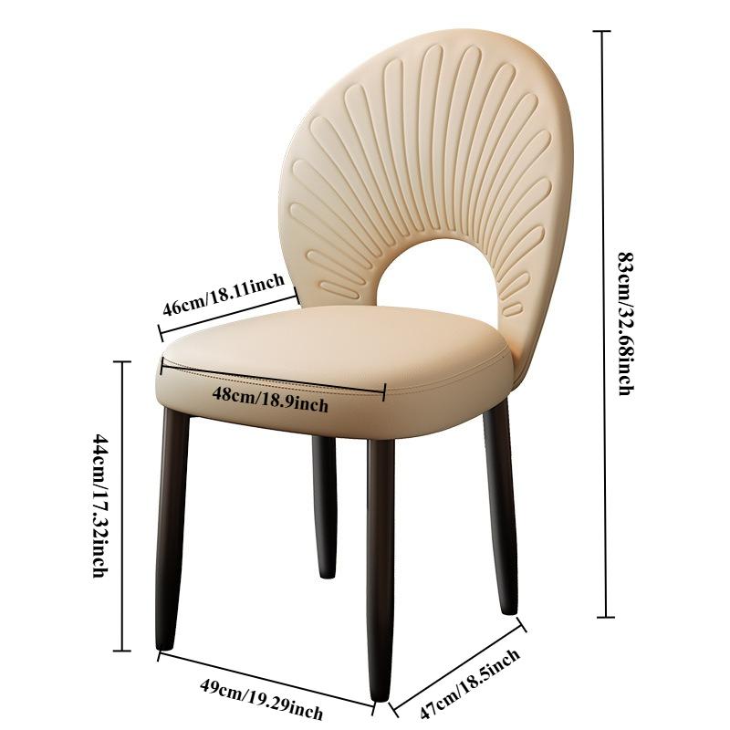Modern Leather Dining Chair Restaurant Soft Backrest Stool INS Cream Style Makeup Chair Ergonomic Design Household Furniture