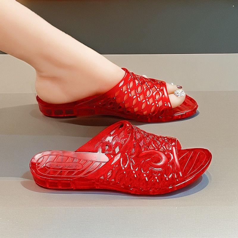Fashion New Low Heel Wedged Sandal Female Jelly Shoes Women's Summer Slides  Outdoor Transparent Slipper Woman Non Slip Clear Sandals